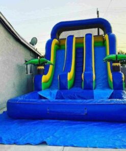 Blue and yellow waterslide